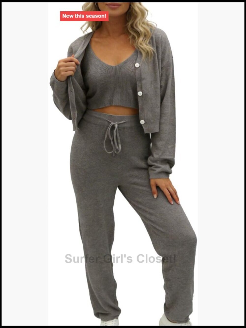 Women's Knit 3 Piece Lounge Set - Travel Outfit